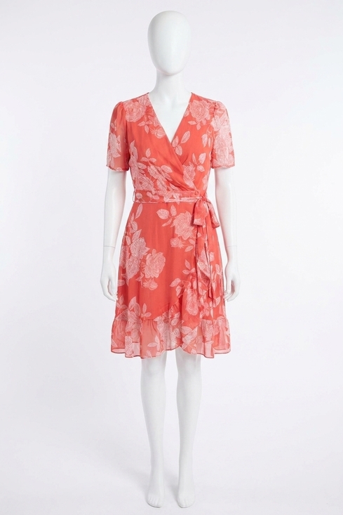 LONDON TIMES Dresses & Skirts - NEW LONDON TIMES floral print wrap dress in tangerine